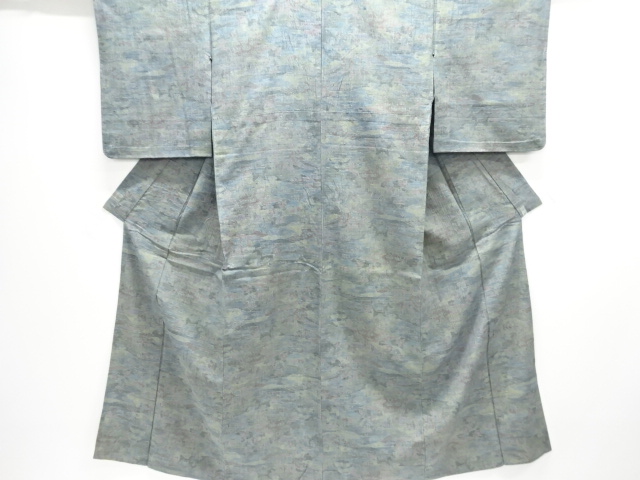 JAPANESE KIMONO / ANTIQUE HITOE KIMONO / SILK / MAWATA OJIYA TSUMUGI / WOVEN SCENERY